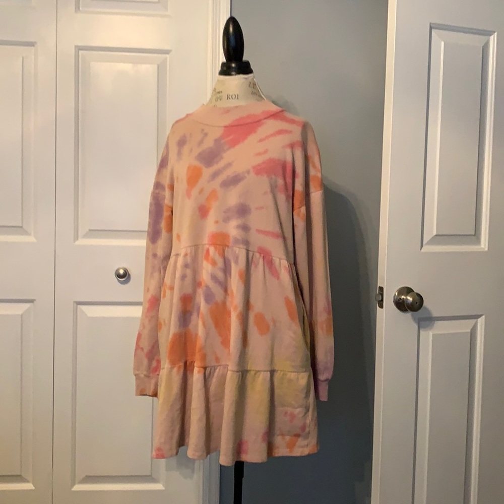 Wild Fable Tie-Dye Tiered Sweatshirt Dress